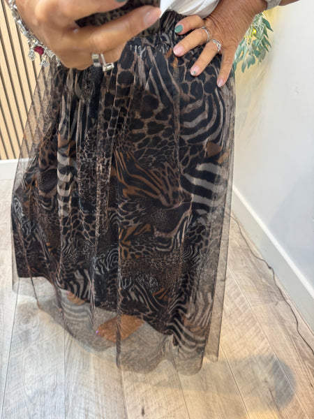 Tulle Printed Maxi Skirt