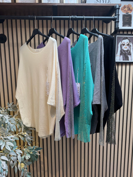 Soft Touch Jumper with Fishnet sleeves