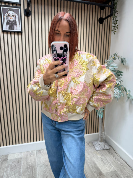 Floral /Foil  Bomber Jacket