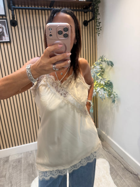 Studio Silky Cami Top with lace trim