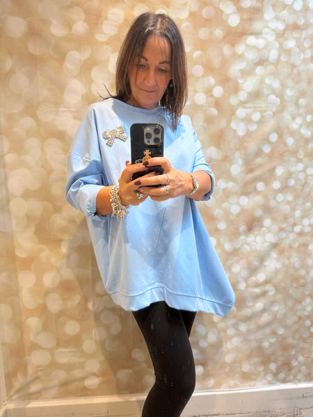 Scuba Sweatshirt with diamante bow