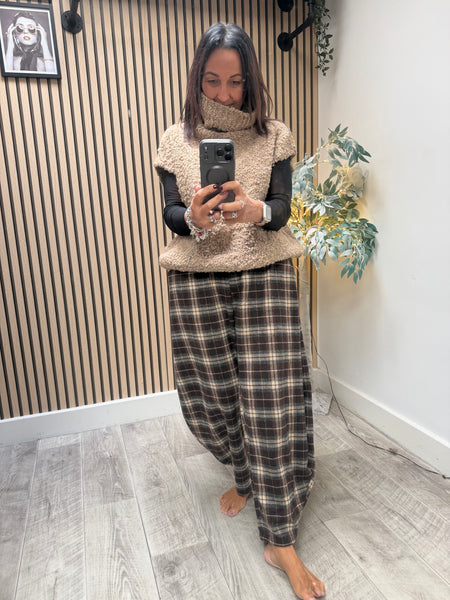 Tartan Wool Mix Cocoon Trousers