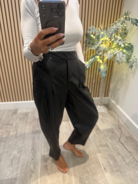 Studio Pleather Tapered Leg Trousers