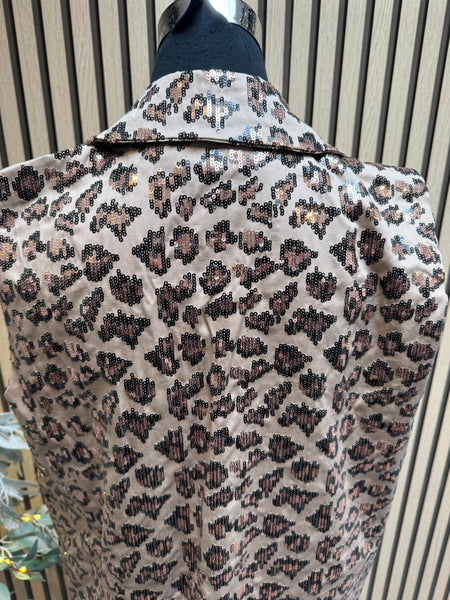 Studio sequin/ leopard longline waistcoat
