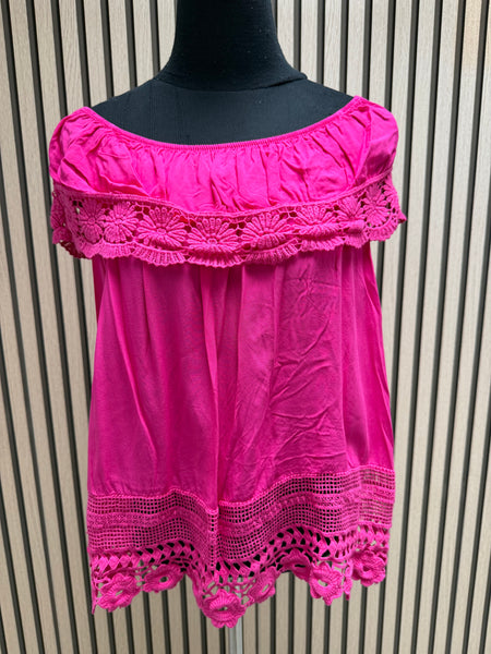 Bardot Top with crochet trim