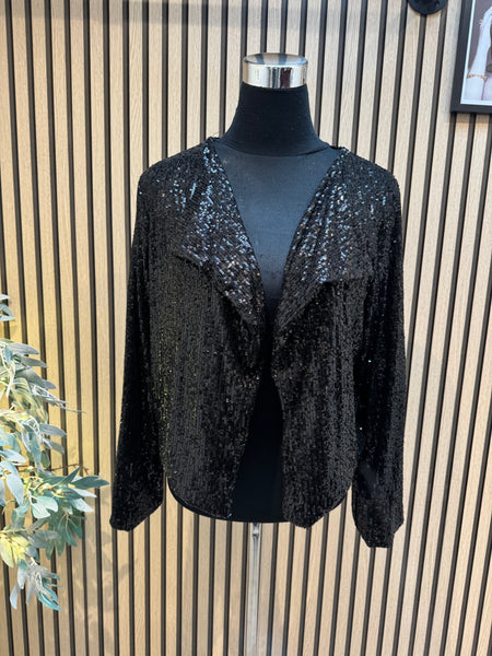 Cropped Sequin Waterfall Jacket