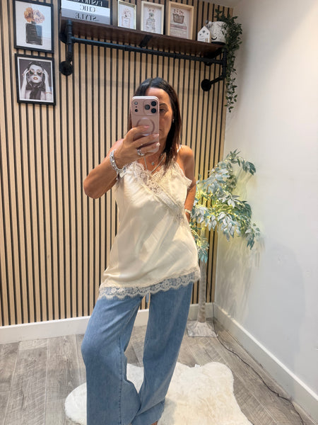 Studio Silky Cami Top with lace trim