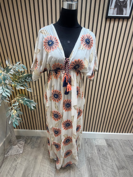 Embroidered chiffon Maxi Dress