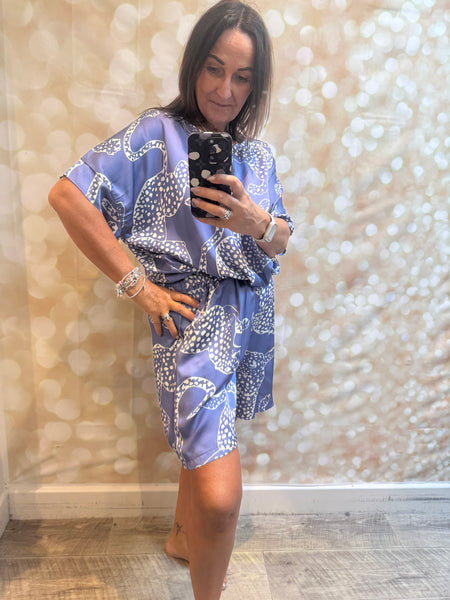 Silky Leopard Shorts / Tunic Set