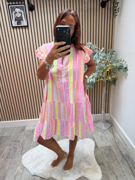 Aztec Print Tiered  Dress