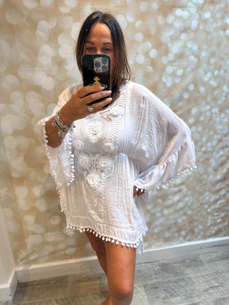 Pompom Trim Cover Up
