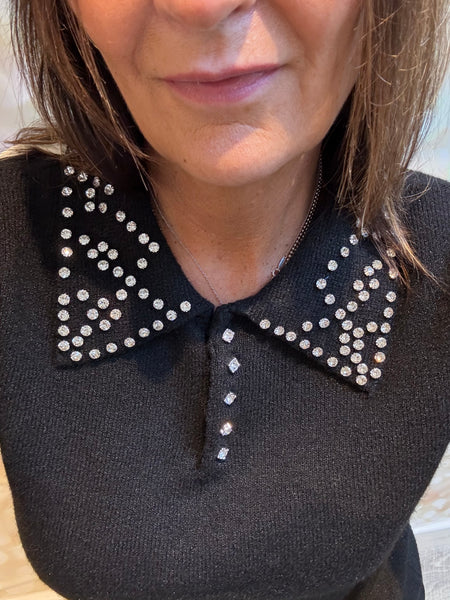 Diamante Collar Soft Knit Jumper