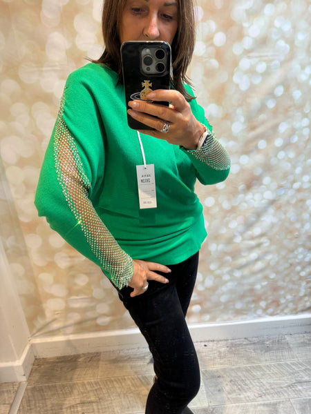 Soft Touch Jumper with Fishnet sleeves