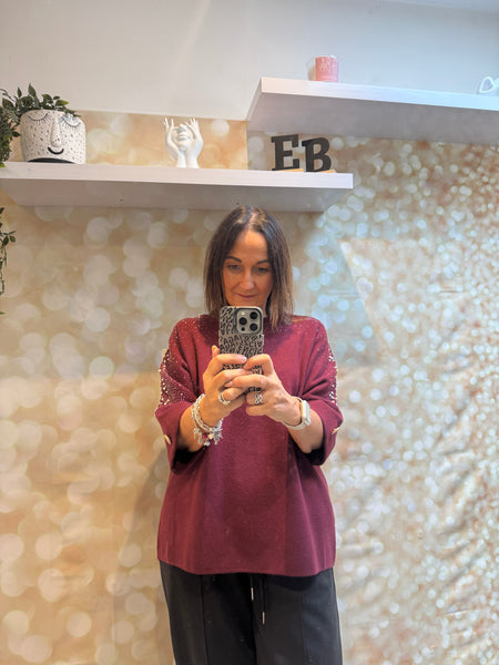 Embellished 3/4 Sleeve Jumper