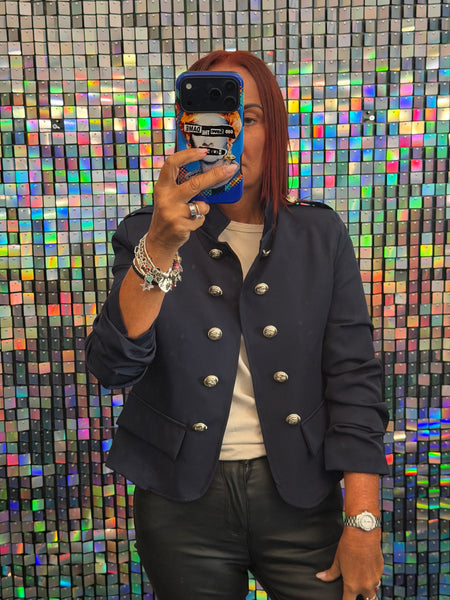 Military Rouched Sleeve Blazer