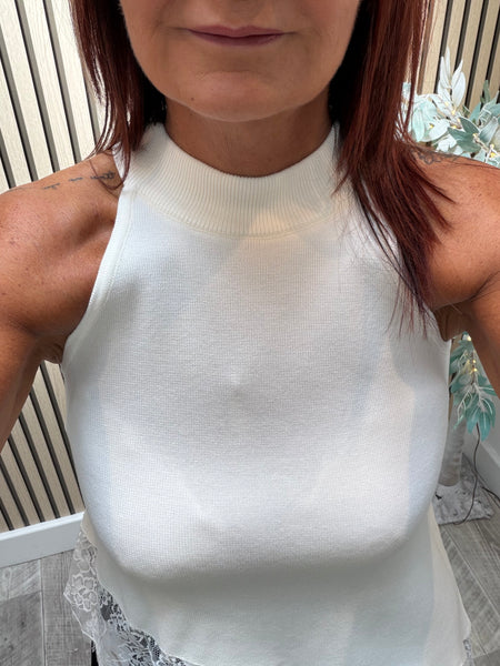 Fine knit Asymetric halter neck top