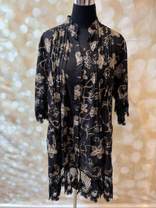 Floral embroidered lace trim dress
