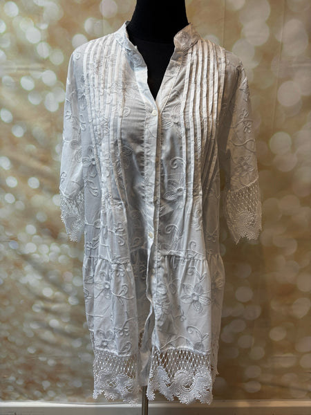 Floral embroidered lace trim dress