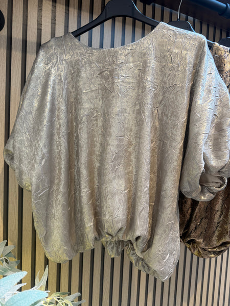 Studio Metallic Bubble Hem Top