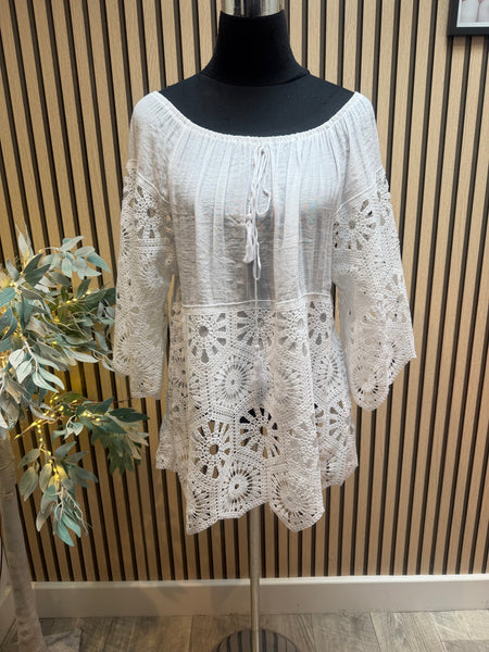 Bardot /Crochet Top
