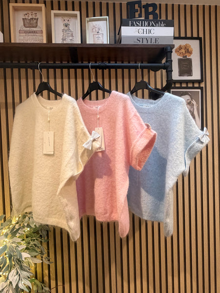 Soft Knit Boxy Jumper with Bow Sleeve