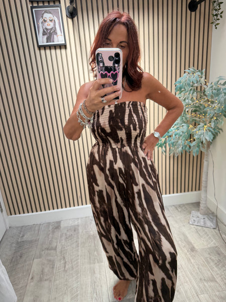 Silky Bandeau zebra  Hareem Jumpsuit