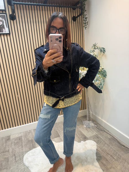 Studio Dark Denim Biker Jacket