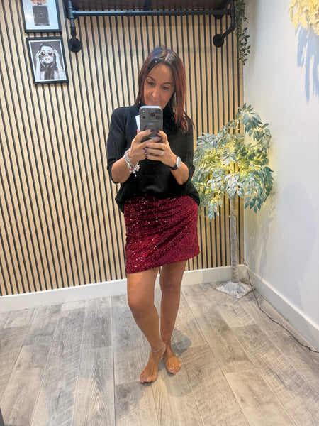 Studio Velour/Sequin Mini  Skirt