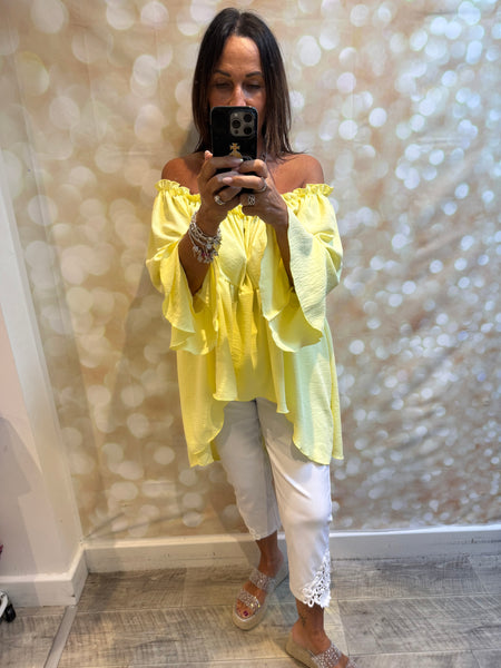 Bardot Hi Lo Top in crinkle fabric