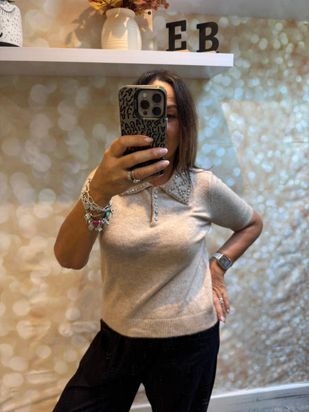 Diamante Collar Soft Knit Jumper