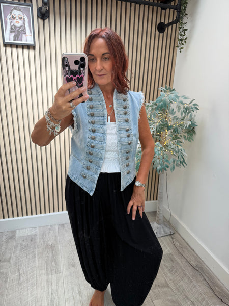Denim Military Waistcoat