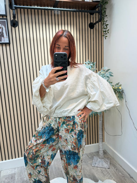 Studio Linen Puff sleeve Top