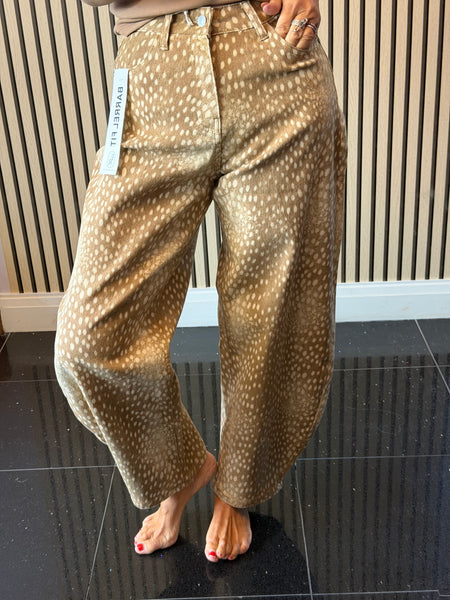 Deer Print  Barrel Jeans