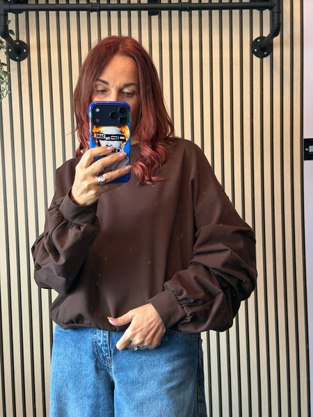 Rouched Sleeve Sweatshirt