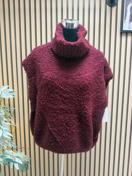 Roll Neck Popcorn Knit Tank Top