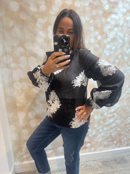 Silky Sheer Applique Top