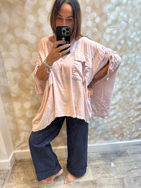 Cold wash Linen / Jersey Oversized Top