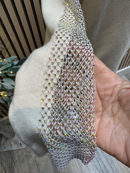 Soft Touch Jumper with Fishnet sleeves
