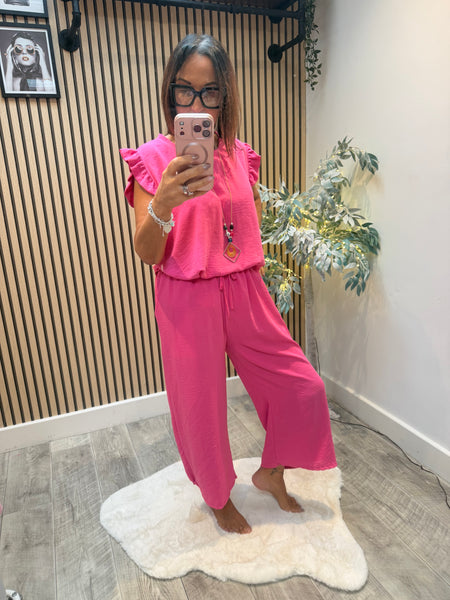 Crinkle 2 Piece 3/4 Trouser /Top Set