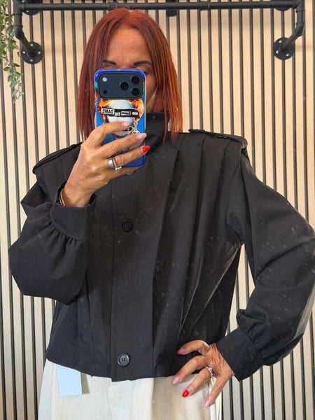 Pleated Funnel neck Bomber Jacket