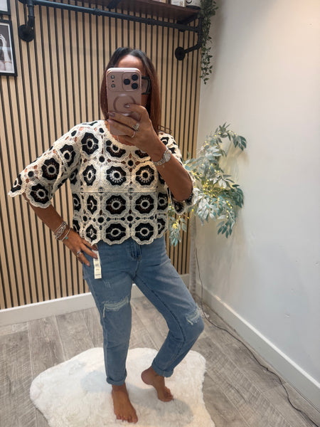 Cropped Floral crochet Top