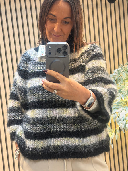 Stripe Chunky Knit Sparkly Jumper