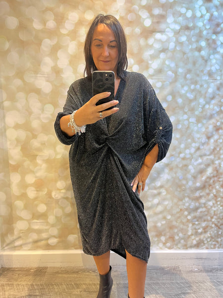 Glitter Twist Front Sparkle Dress