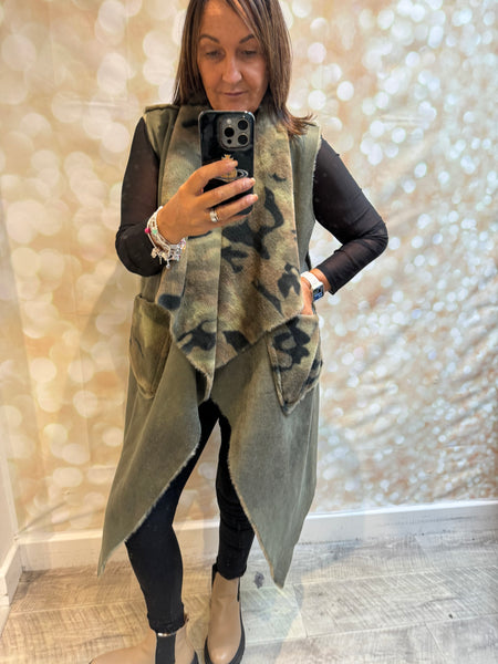 Studio Camo / Faux Suede waterfall Gilet