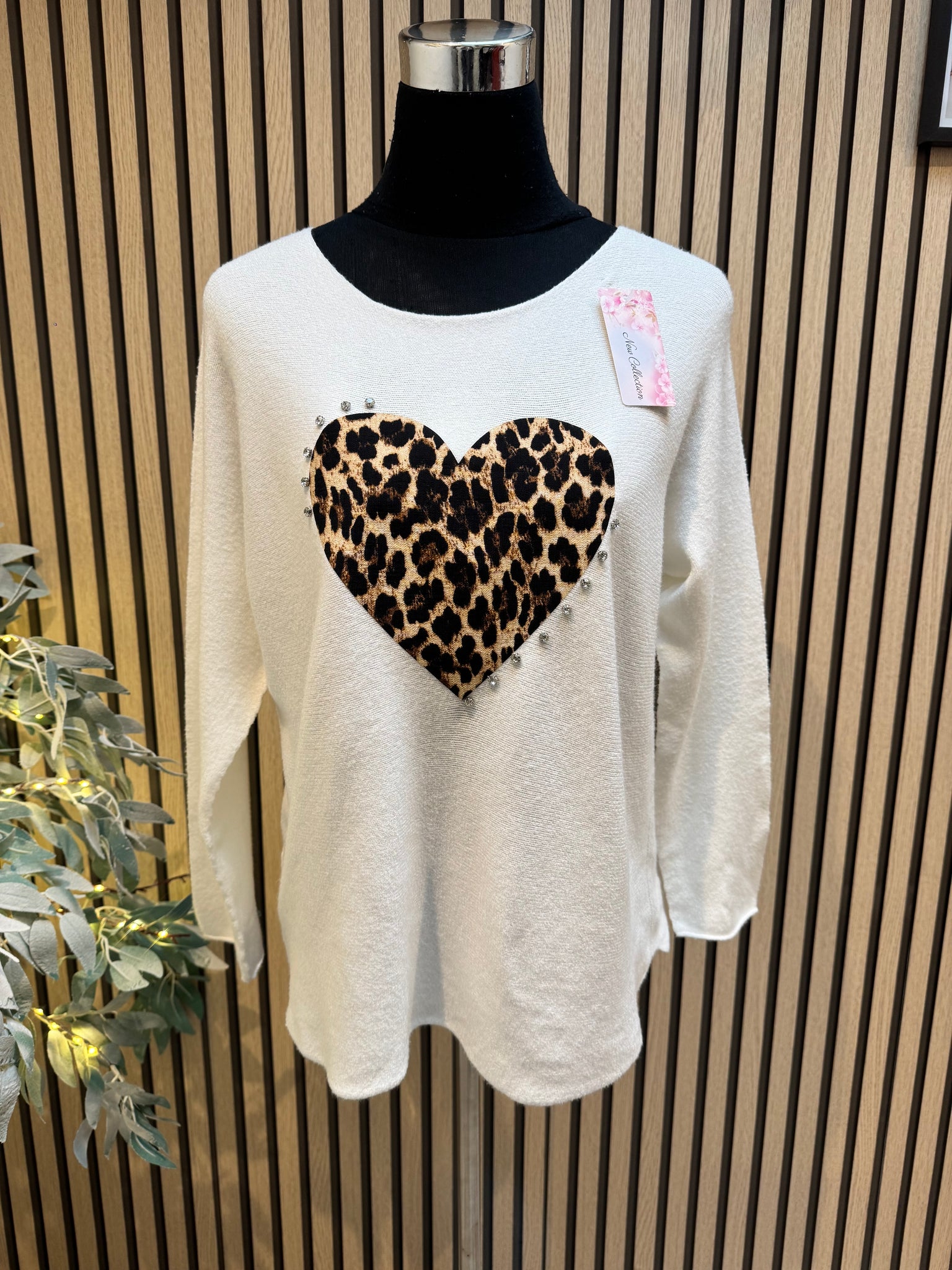 Soft Knit Leopard Heart jumper