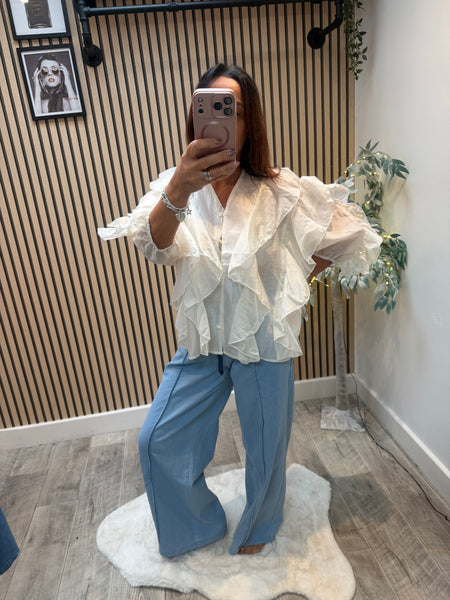 Silky sheer Frill blouse