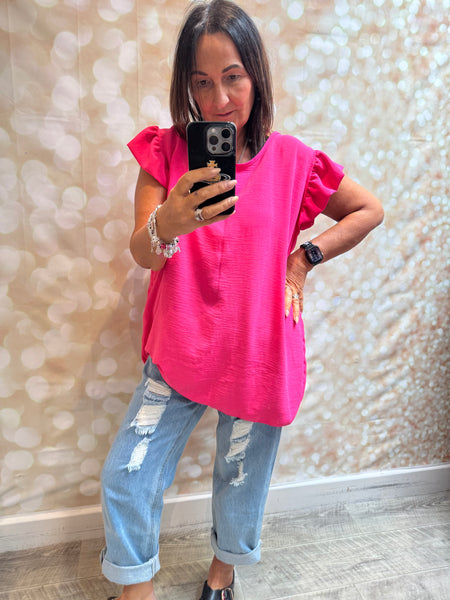 Crinkle fabric Button back Top