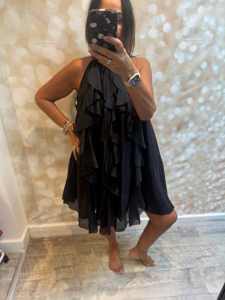 Studio Silky Halterneck Ruffle Dress