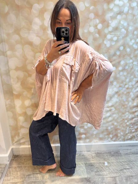 Cold wash Linen / Jersey Oversized Top