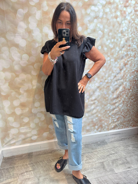 Crinkle fabric Button back Top